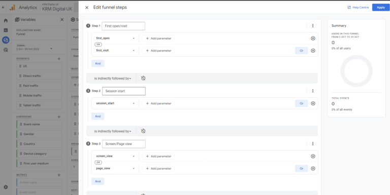 Editing Steps for funnel report