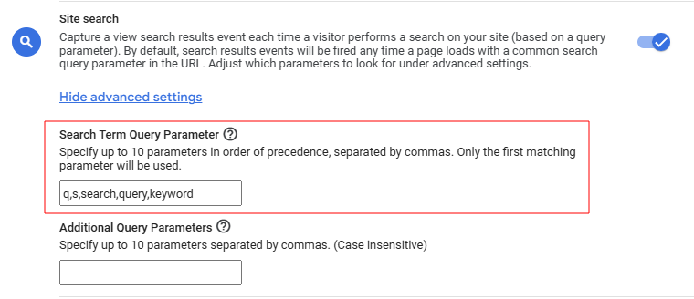 Search Query parameters