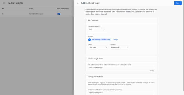 Custom Insight Error creation
