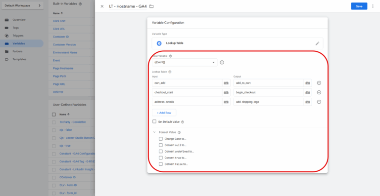 Ecommerce examples in Lookup tables