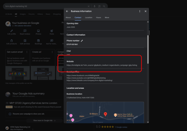 UTM parameters in GBP
