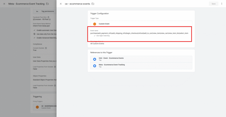 Regex matching for ecommerce events