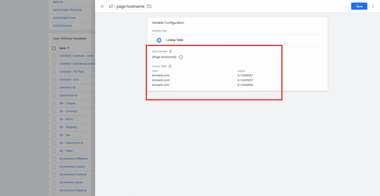 Look up table page hostname