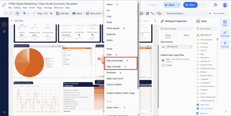 Aligning charts in Data Studio