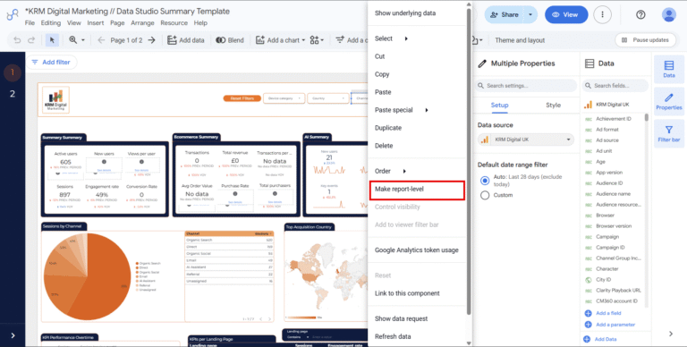 Report Level Data option in Data Studio